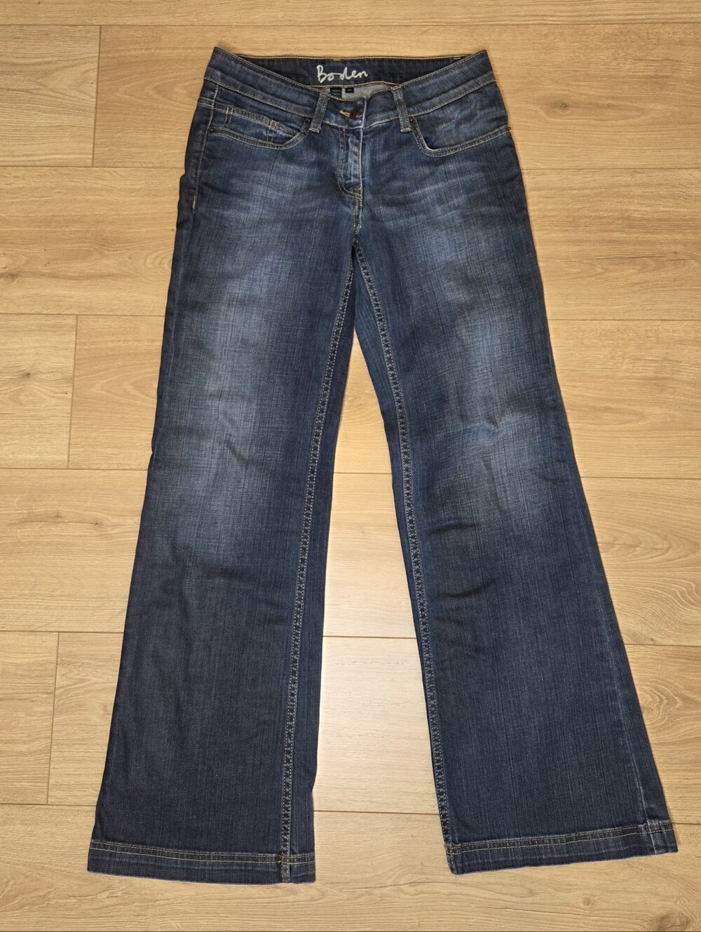 Boden Wide Leg Jeans Dark Wash Stretch Low Rise Size 8R